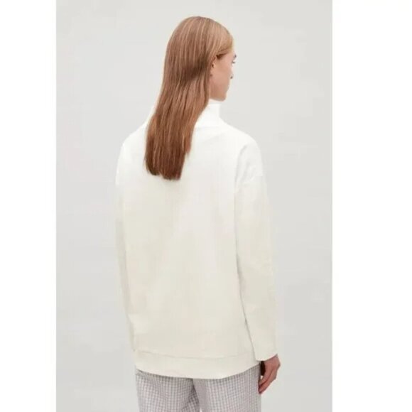 COS | Draped Neck Sweatshirt in White - Picture 11 of 11
